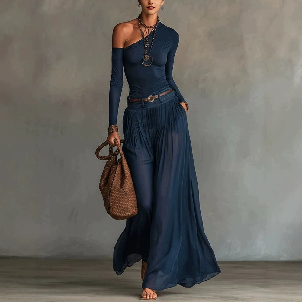 ZARA Off Shoulder Long Sleeve Top & Long Skirt Set